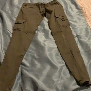 Army Green Denim Cargo Jeans